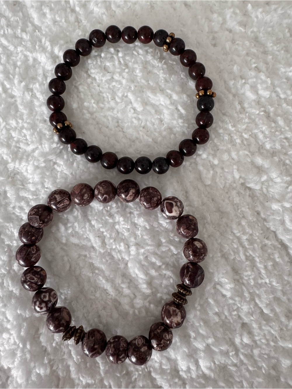 Elegant Maroon Brown Natural Stone Stretch Bracelet - Women Jewelry